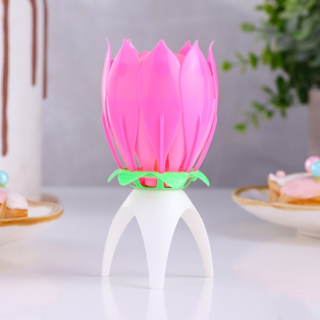 Candle-flower d/cake musical 12 x 5 cm