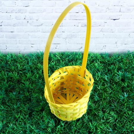 Wicker basket, bamboo, yellow, (cylinder)-1