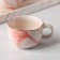 Ceramic tea set “Marble”, 6 objects: kettle 800 ml, 4 mugs 170 ml, tray 31 × 21 × 2.5 cm, pink color