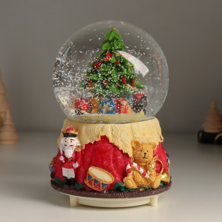 Souvenir Polystone Water Ball Light, Music, Snow Drigs "Christmas tree and Bear" 10.5x10.5x14 cm 1047343-4