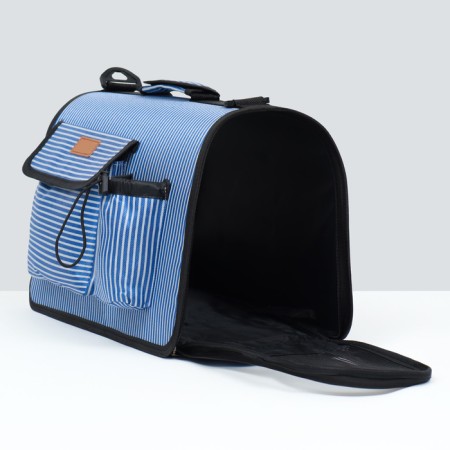 Bag - carrying for animals "strips" with organizer, blue, size L, 53 x 27 x 47 cm-3