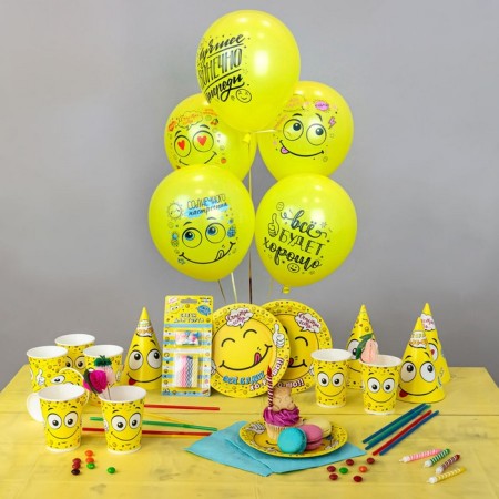 Latex ball 12 “Smile. Optimist!”, Pastel, 2-sided, set 25 pcs., Mix-3