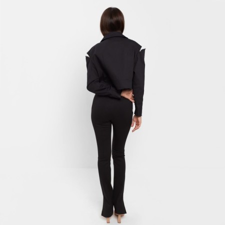 Women's shirt shortened with cuts Mist: Denim R.44, Black-2