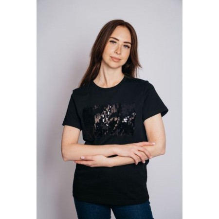 Women's T -shirt Let’s go "Square", size 54, black color