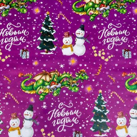 Paper Glossy Paper "Dragon with a Snowman", 70 x 100 cm-2