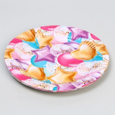 Disposable paper plate "balls", (18 cm), set 6 pcs-2
