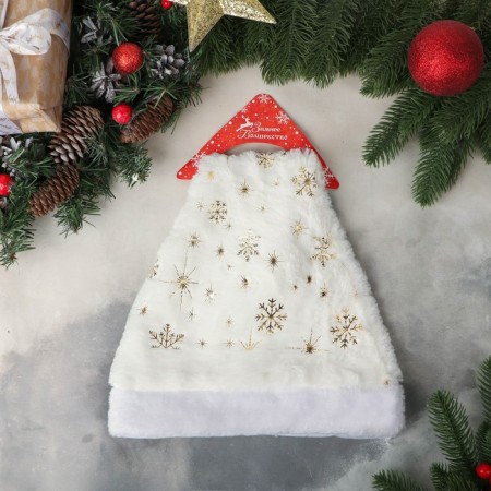 New Year's cap "Snowflake Gold" 26x36 cm, white-1