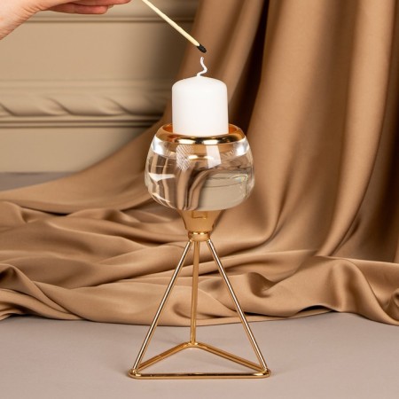 Summary metal, glass per 1 candle “Exclamation” Color Gold 9.5 x 9.5 x 17 cm-10