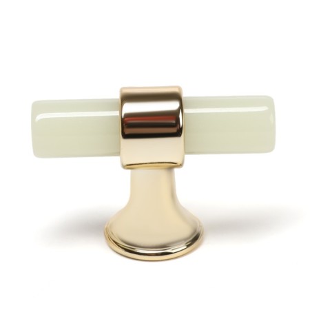 Handle button Cappio PK106, D = 12 mm, plastic, phosphorus/gold color-1