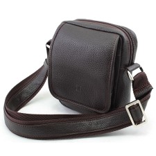 Male bag, lightning department, 2 outer pockets, adjustable belt, brown color