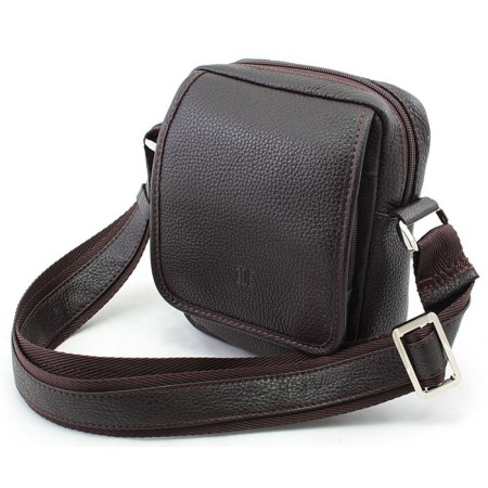 Male bag, lightning department, 2 outer pockets, adjustable belt, brown color