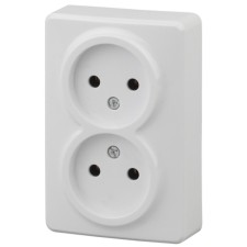 2x2p socket, 16A-250V, IP20, OU, era expert, white