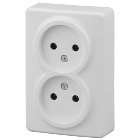 2x2p socket, 16A-250V, IP20, OU, era expert, white
