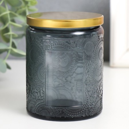 Bank for candles glass with a “flower” lid, cylinder 9x7x7 cm, mix-3
