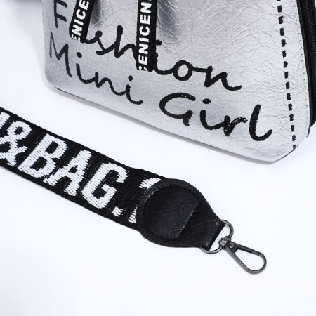 Bag Cross-Bodi with a zipper, silver color-4