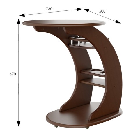 Bitted Lux ​​table, 500x730x670, walnut-1