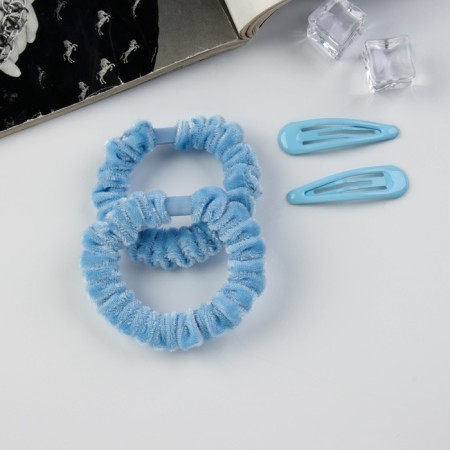 Hair set "Gloria Tenderness" (2 gum 5.5 cm, 2 invisibility 5 cm) blue-1