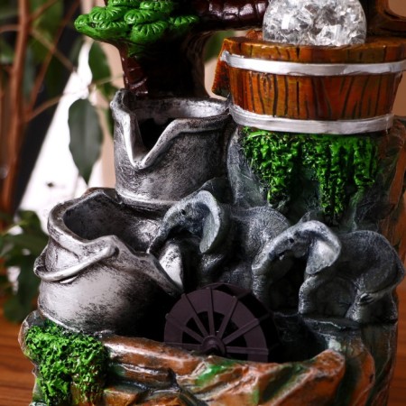 Fountain "Elephants under a tree, buckets" 12x15x24 cm (with backlight)-1