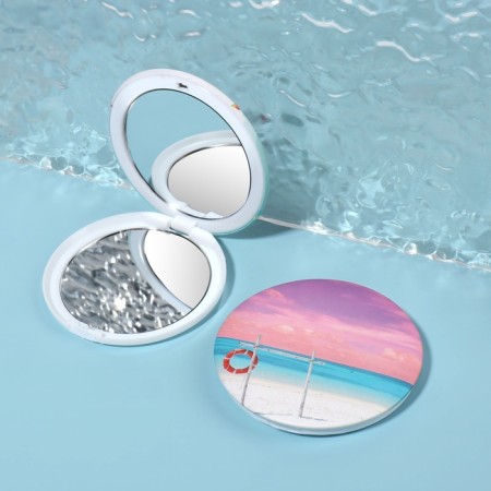 Mirror folding "beach", D 7.5 cm, with an increase, MIX drawing-2