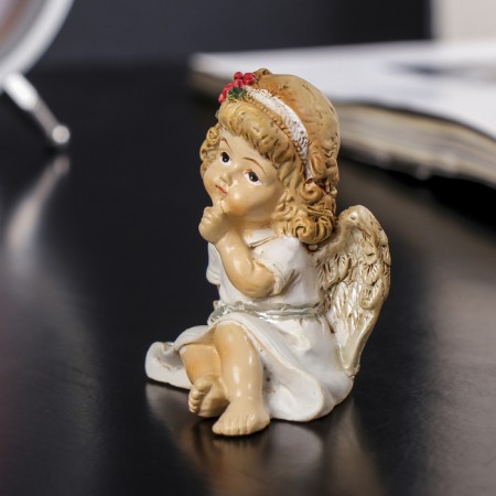 Polystone souvenir "Angel-girl with puffy cheeks thoughtful" mix 5.4x3.8x3.9 cm-3