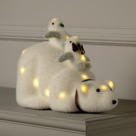 LED figure "Penguins on the bear" 28 × 21 × 15 cm, phlock, batteries CR2032x2 (not in the kit), glow warm white