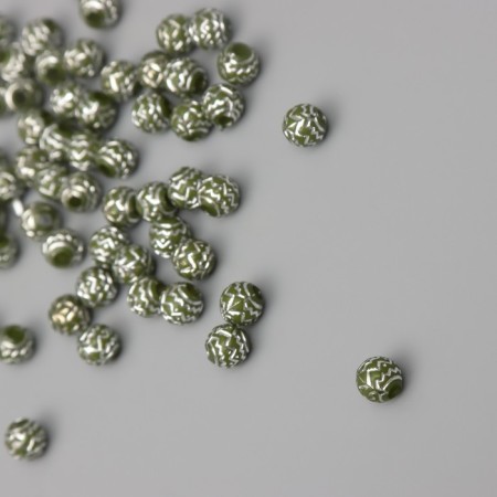 Beads for creativity plastic "Sig-zag" olive-silver set of 20 GP0.6x0.6x0.6 cm 1042857