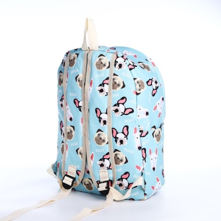 School backpack from textiles on a zipper, 3 pockets, pencil case, blue color-5