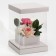 Gift box for flowers with a vase and PVC windows folding, packaging, "gray", 16 x 23 x 16 cm