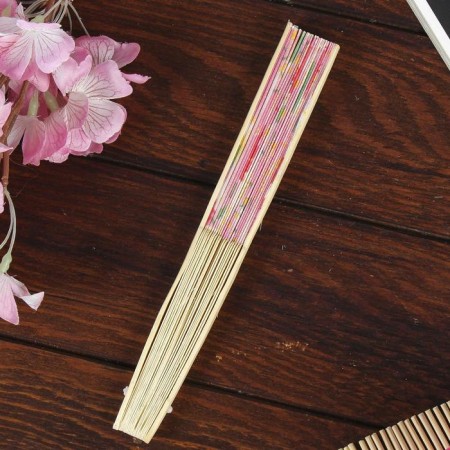 Fan h = 21 cm "flowers", color and pattern mix-3