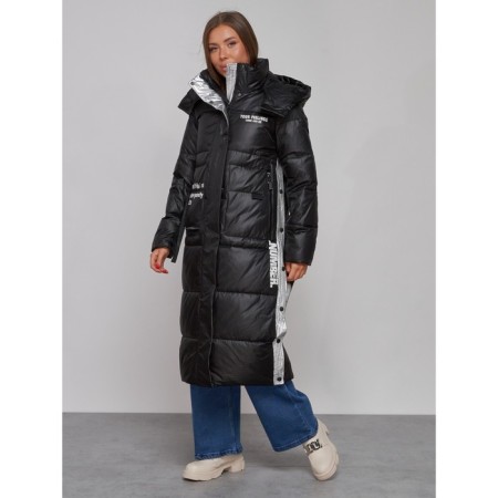 Coat insulated winter female, size 44, black color-1
