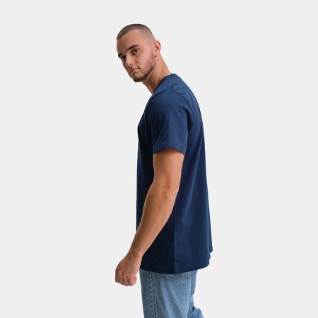 T-shirt male, dark blue color, mixing print, size S-3