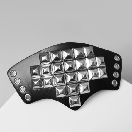 Bracelet Skin "Cuff" with square spikes, black-silver color-4