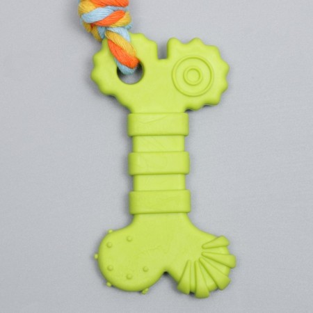 Chewing toy with a rope "bone with a tail", green-3