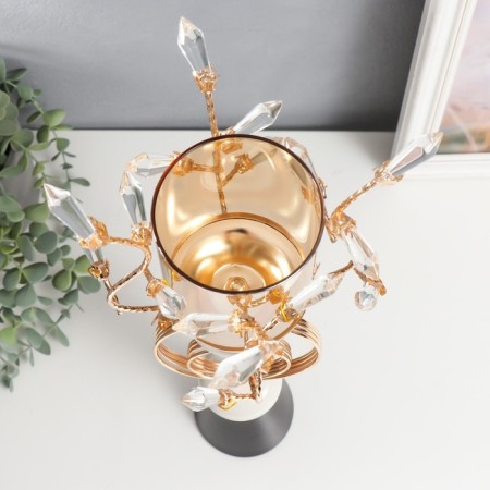 Summary Metal for 1 candle "branches with crystals. Two rings" Gold 42x17x17 cm-3