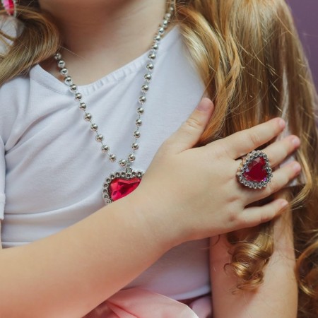 The kit of children's “chosen” 5 items: 2 elastic bands, clips, pendant, ring, raspberry color-4