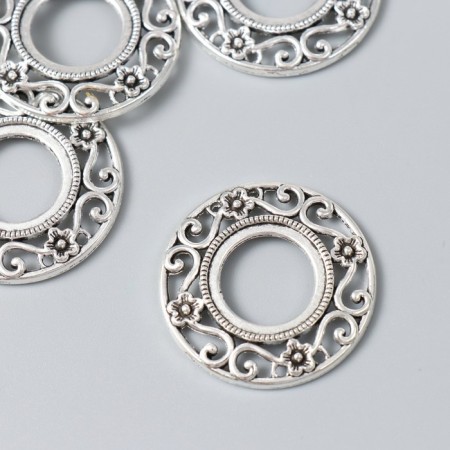 Decor for creativity Metal "Round Frame Flower" silver 3.3x3.3 cm