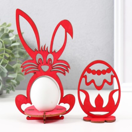 Easter decor "eggs" 6.5x4.7x9.3 cm; 9.3x6.5x17 cm (set of 5 parts) red