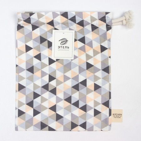 Textile Ethel Bag "Triangles" 27x34 cm, 80% HL, 20% PE, satin 110 g/m2-4
