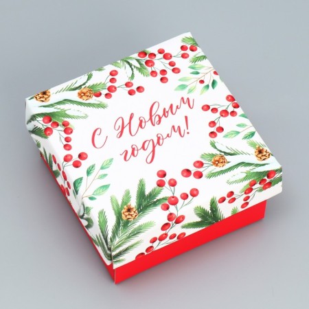 Folding box "New Year's branches", 12 x 12 x 6.5 cm, New Year-1