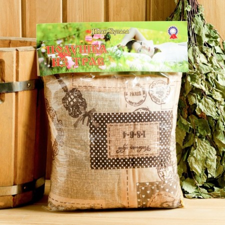 A pillow from Caucasian herbs based on oak and eucalyptus leaves, mix, 27 × 27 cm-1