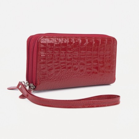 Women's wallet with a zipper, with a pen, red color