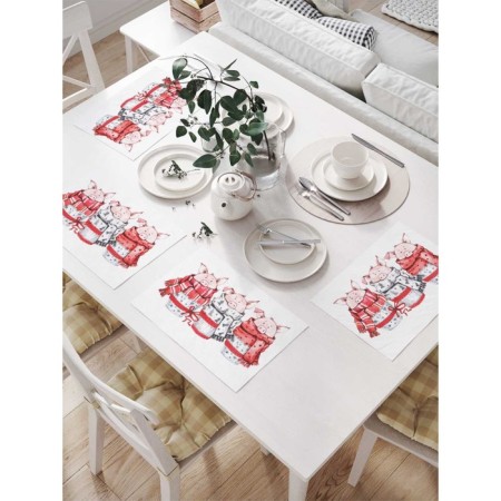 Set of napkins for setting the table "Three Pigs", rectangular, size 32x46 cm, 4 pcs