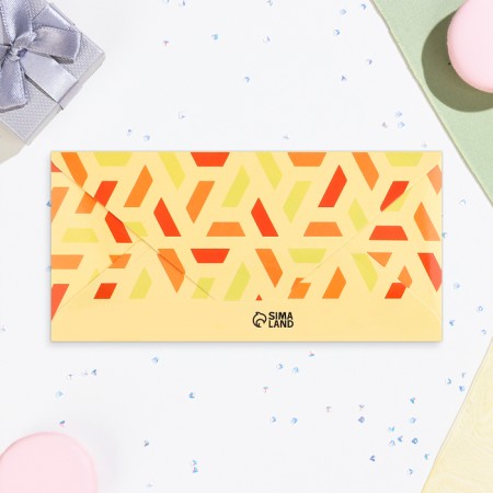 Money envelope "Thank you!" yellow patterns, 16.5x8 cm-2