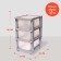 The chest of drawers is 3-section, transparent boxes, color gray color