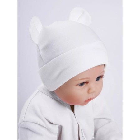 Children's cap Amarobaby Nature Essence Bear, size 42-44, Milk color-5