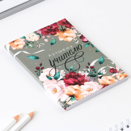 Set of “The most dear teacher”: A6 diary 64 sheets, block with a sticky layer and pen Plastic-3