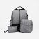 Set of men's backpack on a zipper with USB, external pocket, cosmetic bag, bag, color gray color