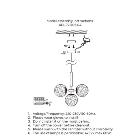 Suspension lamp Lora E27 240W-13