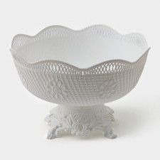 Vase for bread and fruits on the leg, 26 × 17 cm, white color