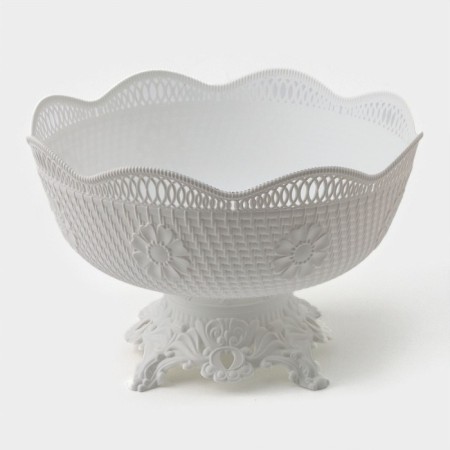 Vase for bread and fruits on the leg, 26 × 17 cm, white color